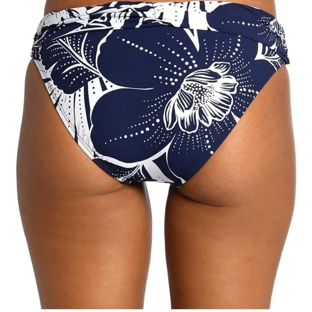 La Blanca NWT Playa Side Shirred Hipster Bikini Bottoms INDIGO Size 14